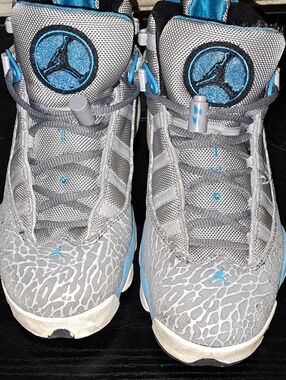 Jordan Grey Sneakers with Blue Jumpman Accents